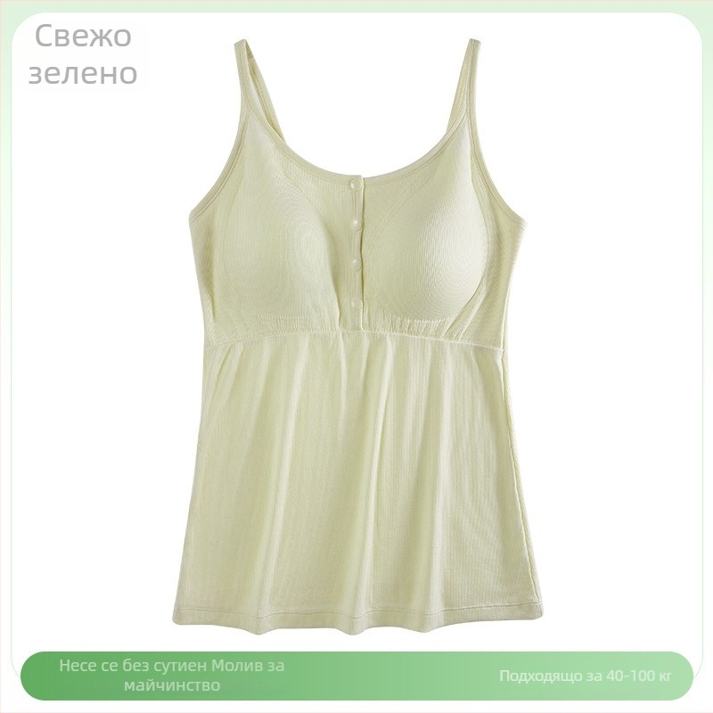 Бременна кърмеща потничка за сън с V-образно деколте, презрамки, без ръкави, отвори за кърмене, 50–70% вискоза