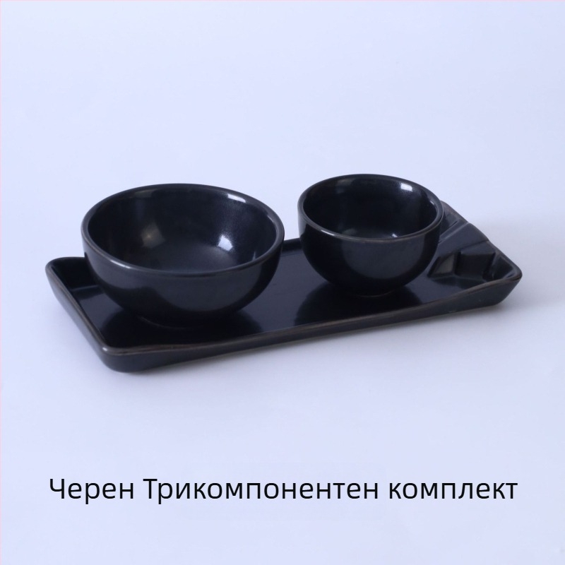 Керамичен сервиз за маса в стил планински, глазури при изпичане, четириделен комплект за горещо готвене и барбекю