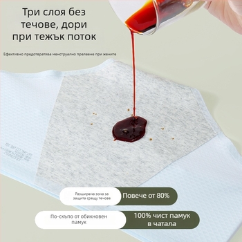 Дамски менструални гащи, найлон 86%, подплата от полиестер 70–80%, средна талия, против протичане