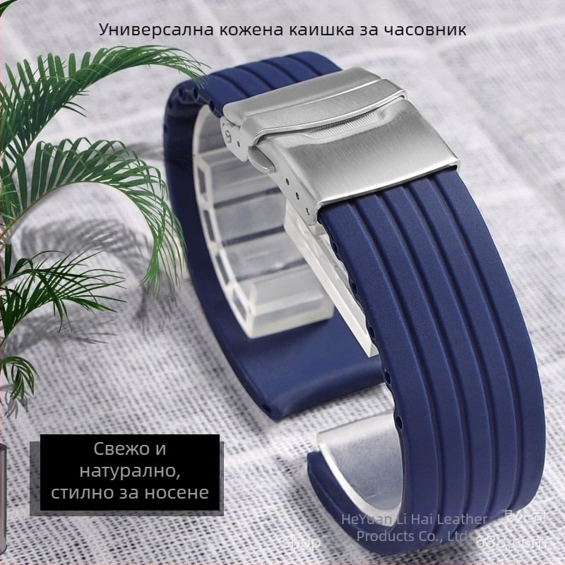 Силиконова каишка за смарт часовник – райета модел, водоустойчива и прахоустойчива гумена лента