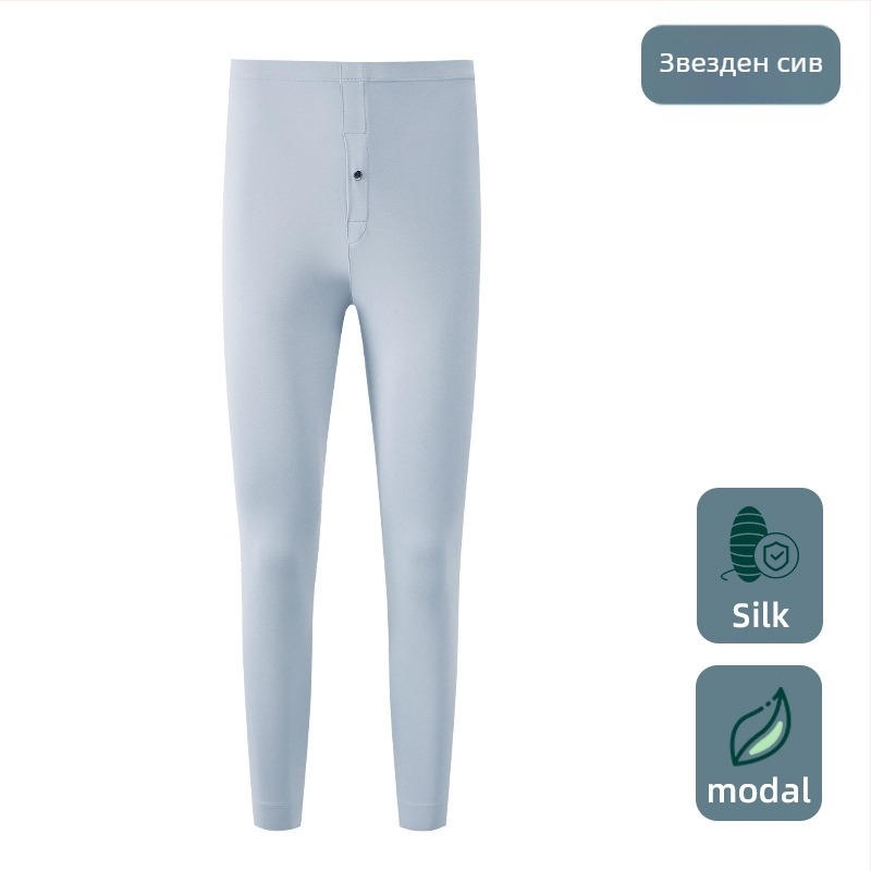 Мъжки термо-панталони от Modal, тънки, тесен силует; 91% Modal, 9% Spandex; еднослойни; поддържат топлина; антистатични.