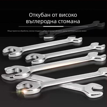 Двуглавен гаечен ключ с открити челюсти за автомобилен ремонт, двупосочен, високовъглеродна стомана, повърхностна обработка: виж детайли, продукт номер ALQ5QW3514RRWQ