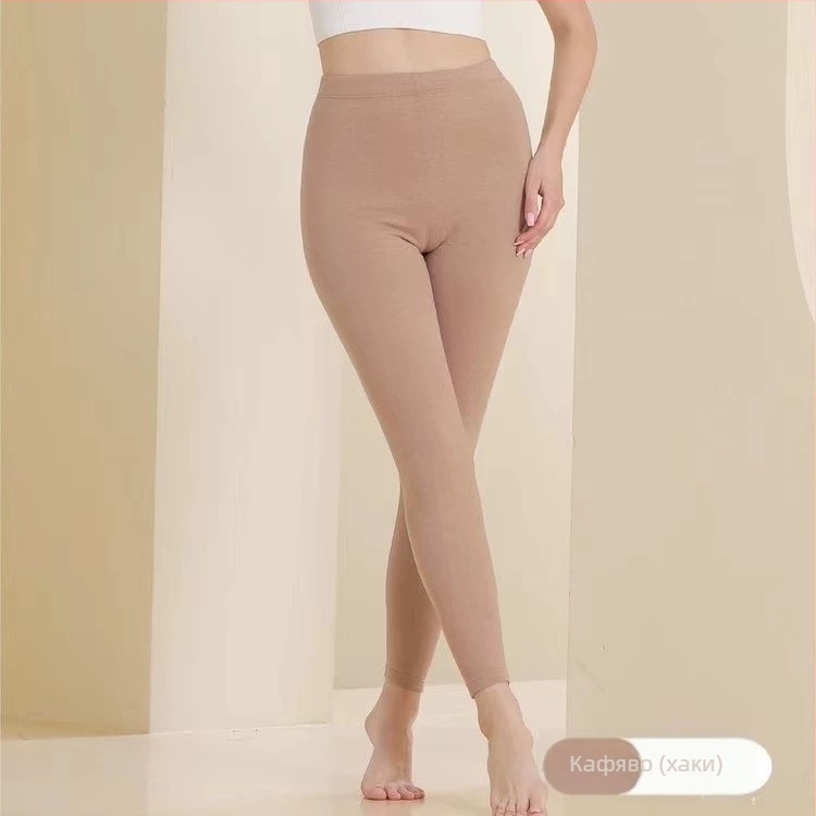 Дамски термални клинове от вълна, висока талия, двойно покритие, силна топлина, еластичност, антипилинг