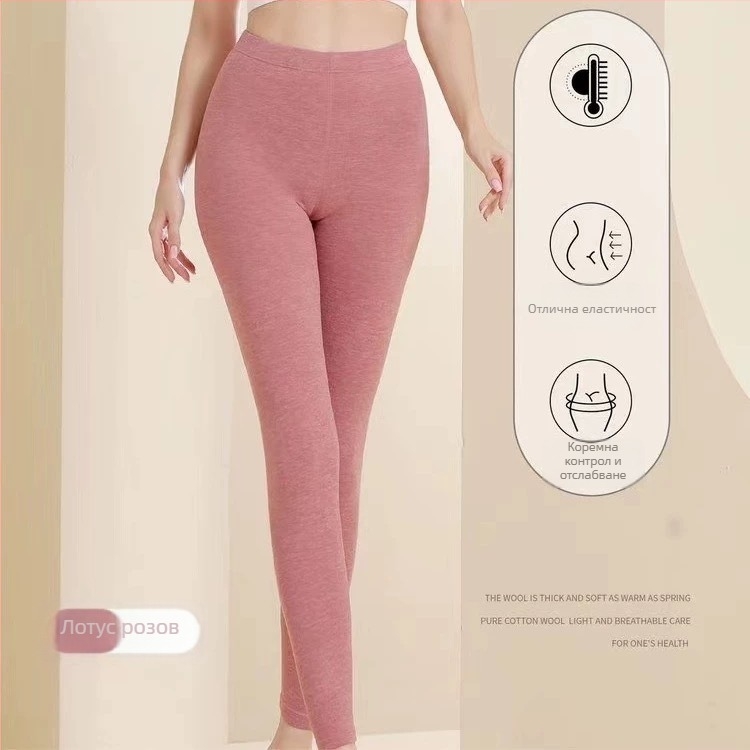 Дамски термални клинове от вълна, висока талия, двойно покритие, силна топлина, еластичност, антипилинг