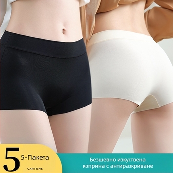 Дамски безопасни панталони от ледена коприна, средна талия, антипрозрачни, антибактериални, чатална подплата 100% памук (75% найлон)