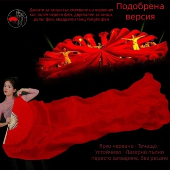 Yangko танцов фен, удължен, двустранен за откриващ танц, Dry Dragon Drama Factory, пролет 2024