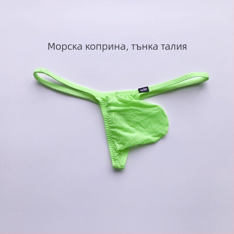 Мъжки танга бельо от ледена коприна, прозрачно, ниска талия, нишка 61-70d