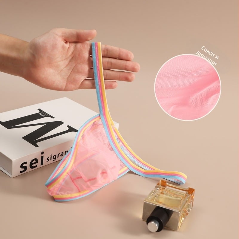 Мъжки мрежести прашки Т тип, ниска талия, дишащи и невидими, найлон 80-90%, 11-20d прежда