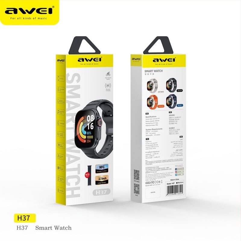 Awei H37 смарт часовник с NFC, мониторинг на сърдечния ритъм, измерване на кръвното налягане, кислород в кръвта и крачкомер