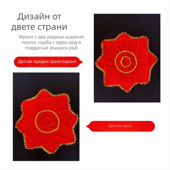 Кадифена носна кърпичка с цвете, двуслойна осмоъгълна шалка за сценичен североизточен фолклорен танц (за възрастни)