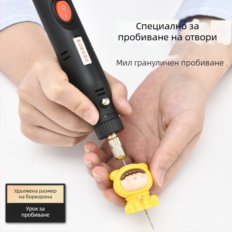 12V мини електрическа бормашина с плавно регулиране на скоростта, четков мотор, кабелно захранване, универсален патронник, без обратно въртене