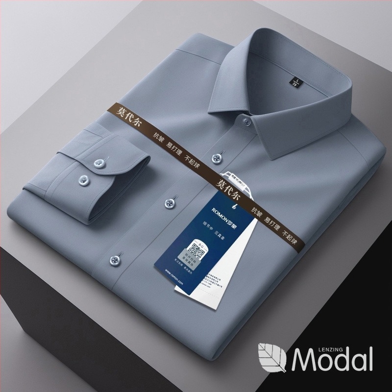 Мъжка риза с дълъг ръкав, антибръчка, без гладене, с флисово подплата за топлина, тясна кройка, яка с лацкан