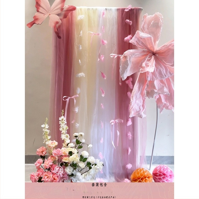 Розов комплект за декорация на сватбена стая – материал: прежда; за сватба; други сватбени принадлежности