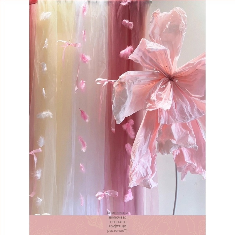 Розов комплект за декорация на сватбена стая – материал: прежда; за сватба; други сватбени принадлежности