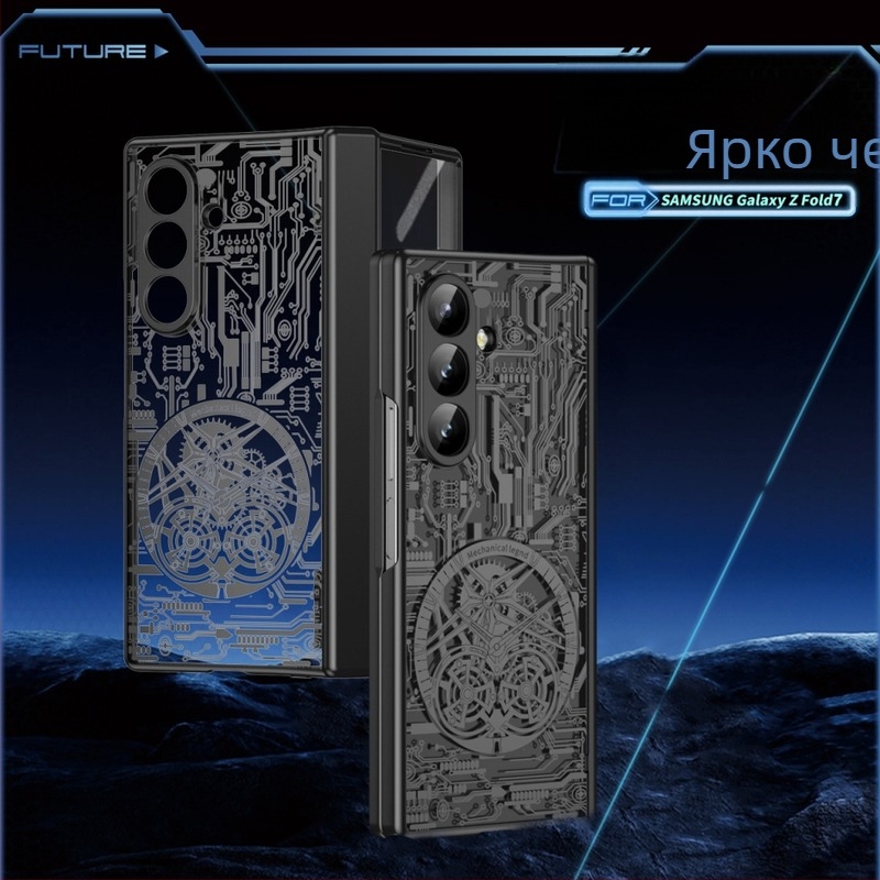 Samsung Galaxy Z Fold7 електроплатиран механичен легендарен калъф за телефон и защитен калъф за часовник | PC материал; Електроплатина; Шокоустойчив; Магнитен; Антиотпечатък