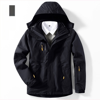 3-в-1 туристическо яке комплект за мъже и жени, подплатено с полар, дебело и топло, с отделяемо външно яке, полиестер 95%+