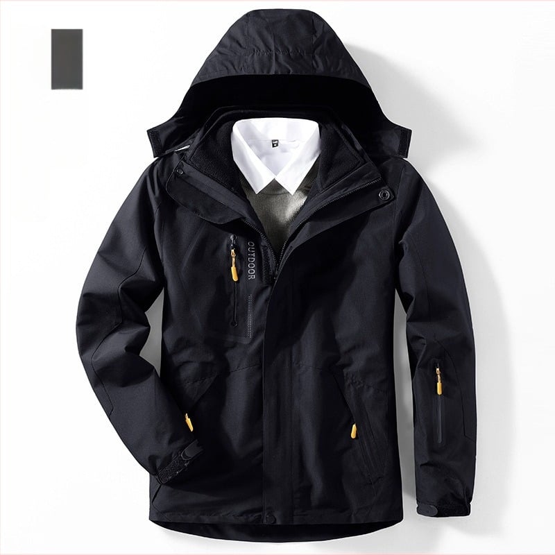 3-в-1 туристическо яке комплект за мъже и жени, подплатено с полар, дебело и топло, с отделяемо външно яке, полиестер 95%+