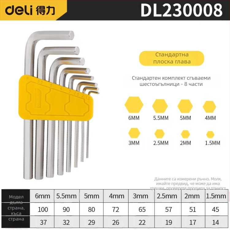 Комплект вътрешно шестостенни ключове (Allen) – метричен размер, хром-ванадиева/S2 стомана, никелиран, L-образна глава с топче, мултифункционална отвертка