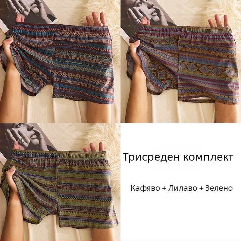 Мъжки памучни боксерки с средна талия, дишащи, бързосъхнещи, 90–95% памук, геометричен/градиентен/вълнообразен модел