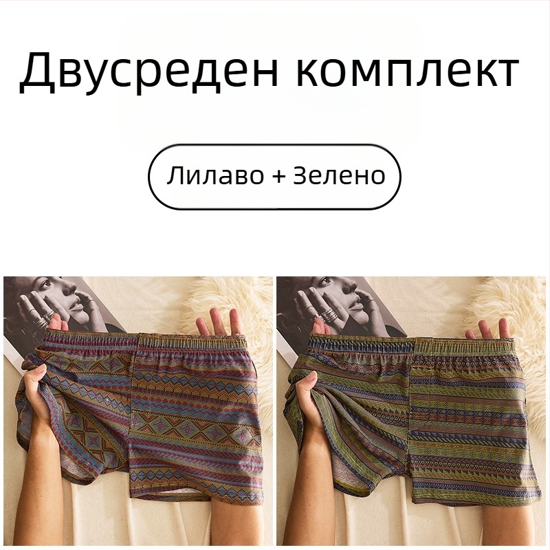 Мъжки памучни боксерки с средна талия, дишащи, бързосъхнещи, 90–95% памук, геометричен/градиентен/вълнообразен модел