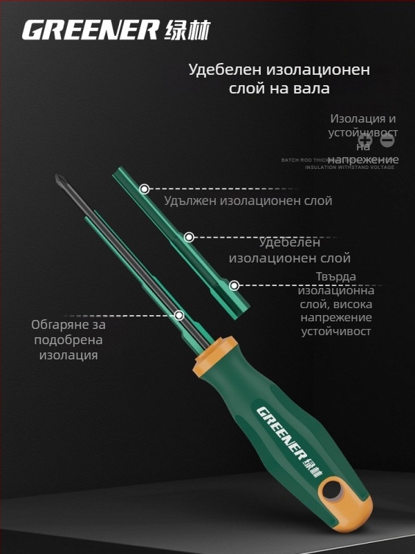 Електротехническа отвертка с кръстова глава, пластмасова дръжка