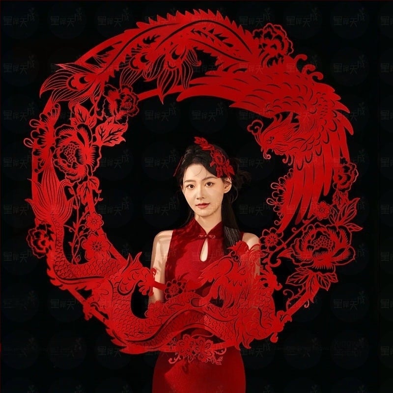 Сватбени декоративни стикери за спалня в новокитайски стил с изрязани щастливи думи – материал: флокиран плат; внос: Не; марка: Друго; категория: Щастливи думи