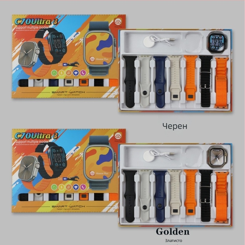 Смарт часовник с 7-в-3-в-1 функции: измерване на сърдечния ритъм, крачкомер, проследяване на съня, Bluetooth разговори и безжично зареждане