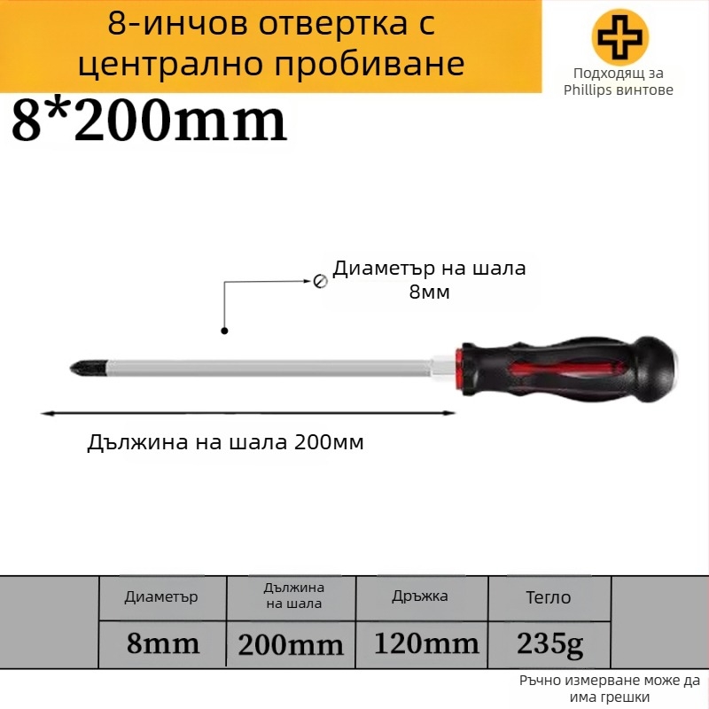 Комплект отвертки с магнит от хром-ванадиева стомана, кръстова и плоска глава, дръжка PP/TPR