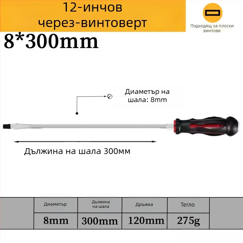 Комплект отвертки с магнит от хром-ванадиева стомана, кръстова и плоска глава, дръжка PP/TPR