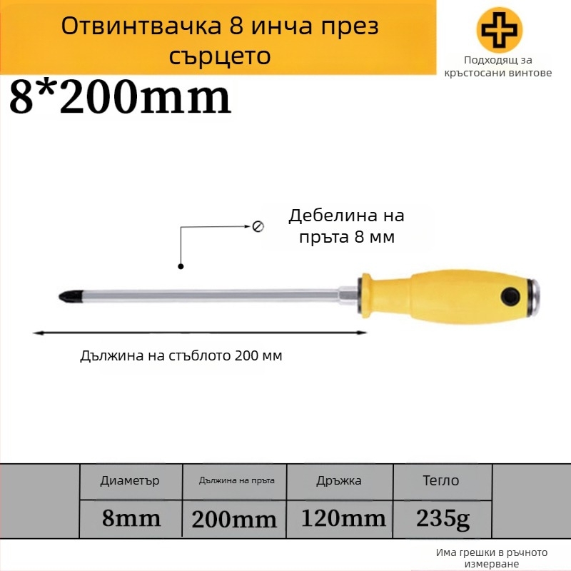 Комплект отвертки с магнит от хром-ванадиева стомана, кръстова и плоска глава, дръжка PP/TPR