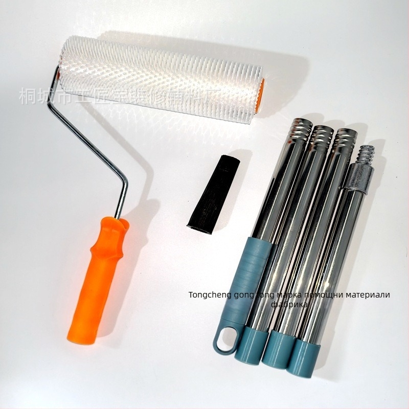 Комплект инструменти за циментово самонивелиране с деаерираща ролка, ролка за премахване на балончета и рало за самоизравняване — 5-частов метално-пластмасов комплект за домашна употреба