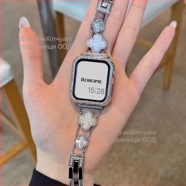 Gucini стоманен ремък за часовник с мотив четирилистна детелина за Apple Watch, 20/22 мм, 45 г