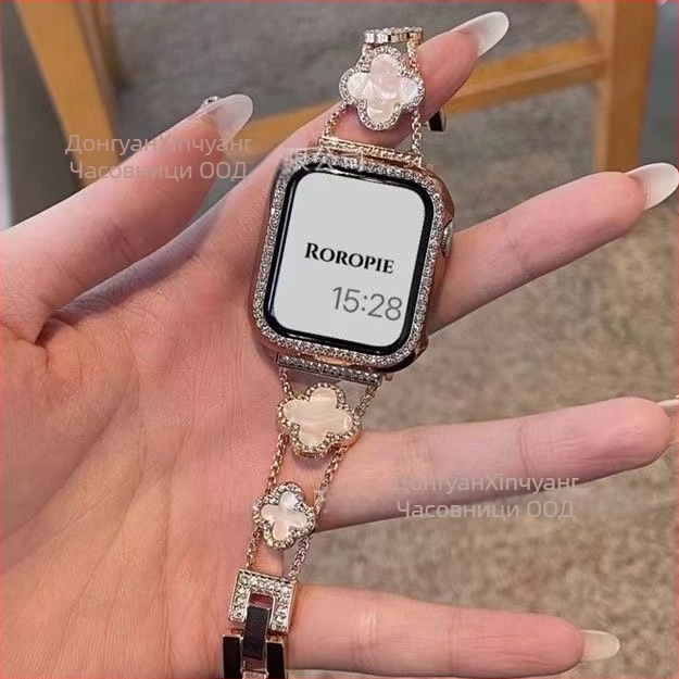 Gucini стоманен ремък за часовник с мотив четирилистна детелина за Apple Watch, 20/22 мм, 45 г