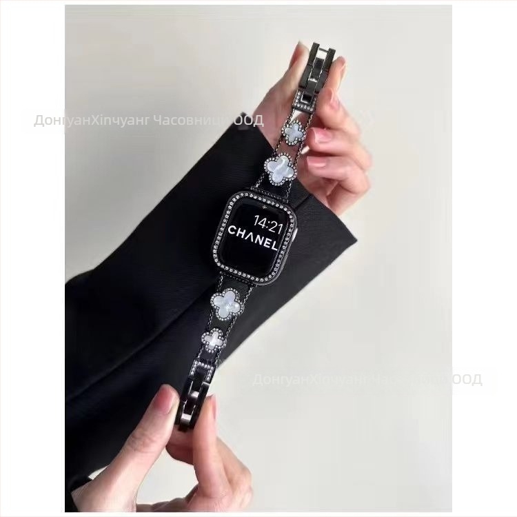 Gucini стоманен ремък за часовник с мотив четирилистна детелина за Apple Watch, 20/22 мм, 45 г