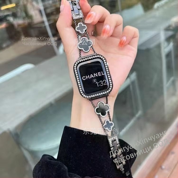 Gucini стоманен ремък за часовник с мотив четирилистна детелина за Apple Watch, 20/22 мм, 45 г