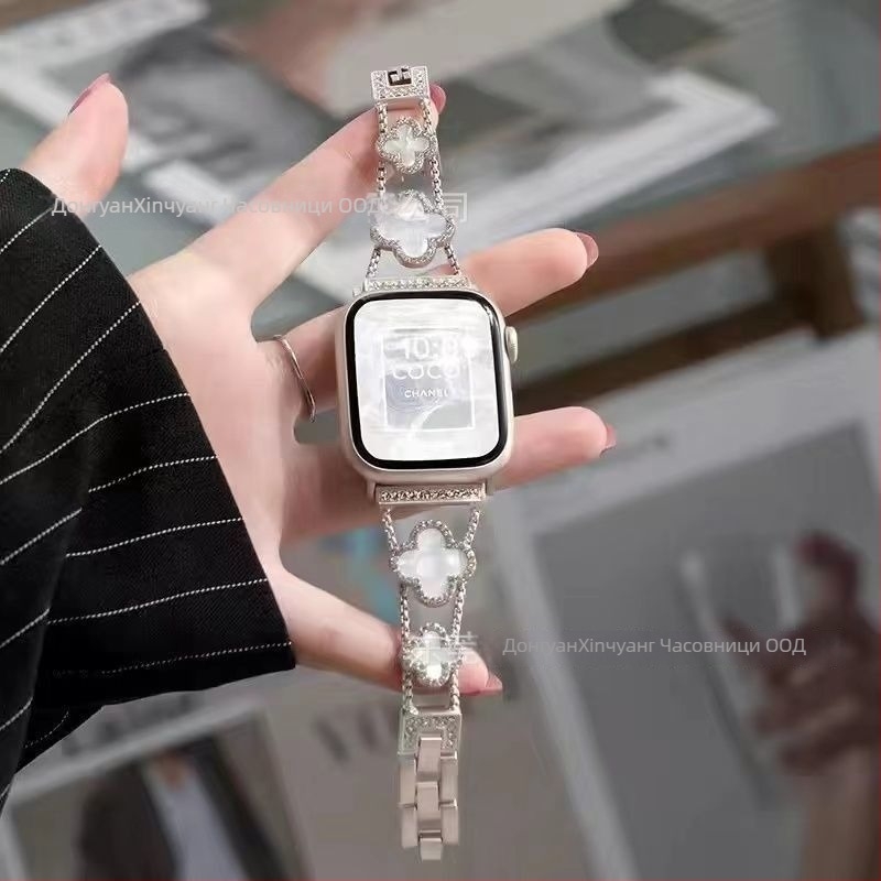 Gucini стоманен ремък за часовник с мотив четирилистна детелина за Apple Watch, 20/22 мм, 45 г