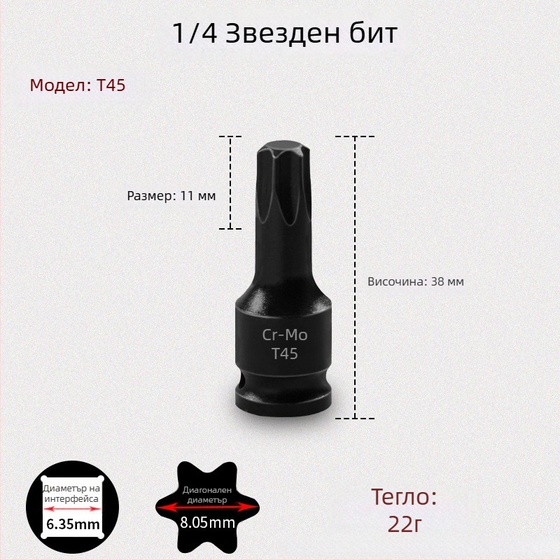 Galic пневматичен шестоъгълен сокет бързодрайвер за битове, хром-молибденова стомана, Zhejiang произход