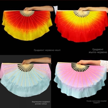 Двустранен танцов фен в Yangko стил с лампа-фон с цветя за деца, за изпълнения в детска градина и начално училище; Марка: Other; Пуснат през лято 2021