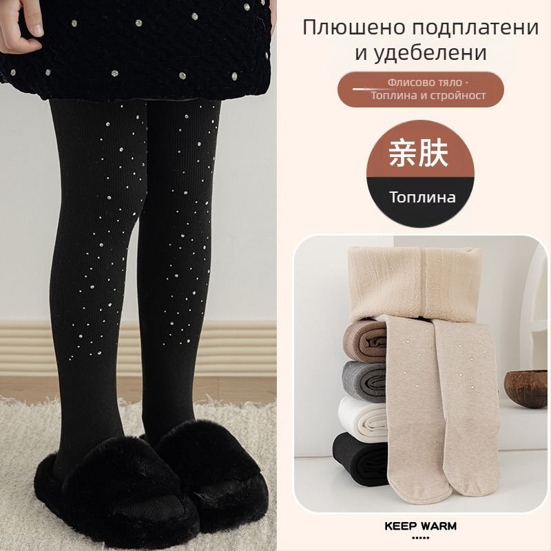 Детски чорапогащи за зима, удебелени, едноцветни, вискоза, за деца над 8 години