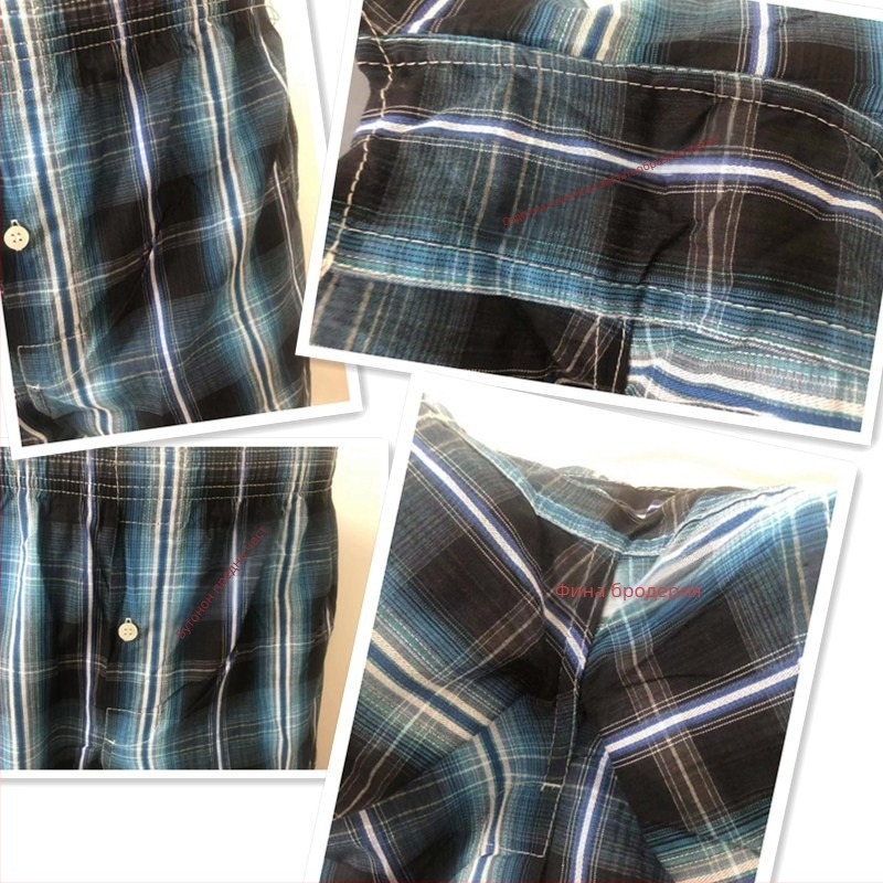 Мъжки памучни шорти с райета и каре, със средна талия, дължина три четвърти, бързосъхнещи и дишащи