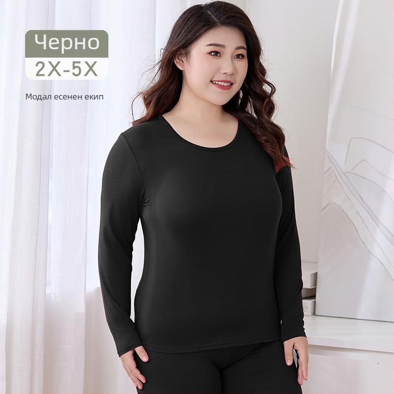 Дамски есенен термо комплект: модал (вискоза) основен плат 95%, подплата 90% модал, тънък, стегнат силует, базово термо бельо