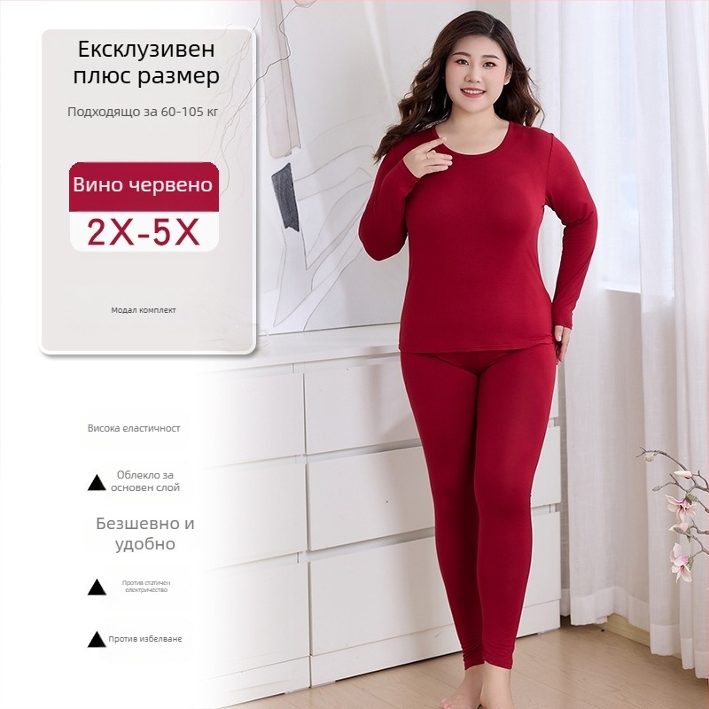 Дамски есенен термо комплект: модал (вискоза) основен плат 95%, подплата 90% модал, тънък, стегнат силует, базово термо бельо