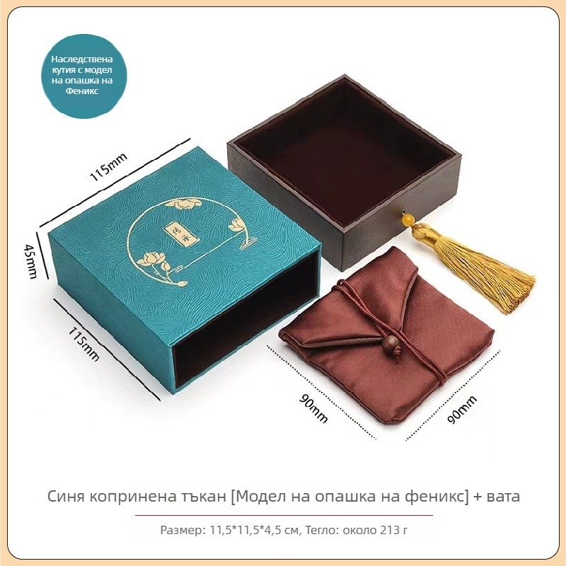 Кутия за гривни - текстилна конструкция, кутия за опаковка бижута, антикварен златен дизайн с персонализирано лого