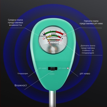 Почвен тестер за pH и влажност, модел MY808, за оранжерийни и саксийни растения, точност 0.2