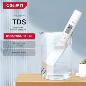 Портативен pH-метър Deli, модел DL339012, за домашно тестване на питейната вода