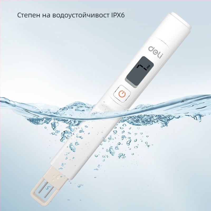 Портативен pH-метър Deli, модел DL339012, за домашно тестване на питейната вода