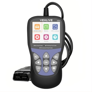 V850 OBD2 автомобилен диагностичен инструмент за повреди, тестер за батерия и детекция на повреди на двигателя, четец на диагностични кодове (Напрежение 8-18V; Температура 55°C; Модел V850; Бранд obdll)