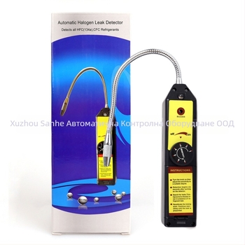 Халогенен детектор за течове WJL-6000 — модел WJL-6000, измерване на халогенни газове, захранване 6V DC, работна температура 0–52 °C, размери 23×8.5×5.3 cm