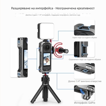Flymile X5001 Адаптер клип за Insta360 X5, метална рамка и разширителна скоба Rabbit Cage