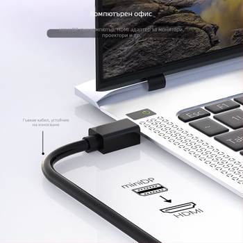 MiniDP към HDMI адаптер кабел за дисплеи и проектори, HDMI интерфейс, неутрална марка
